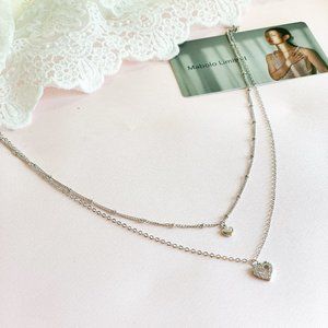 925 Sterling Silver Double Layer Heart Necklace